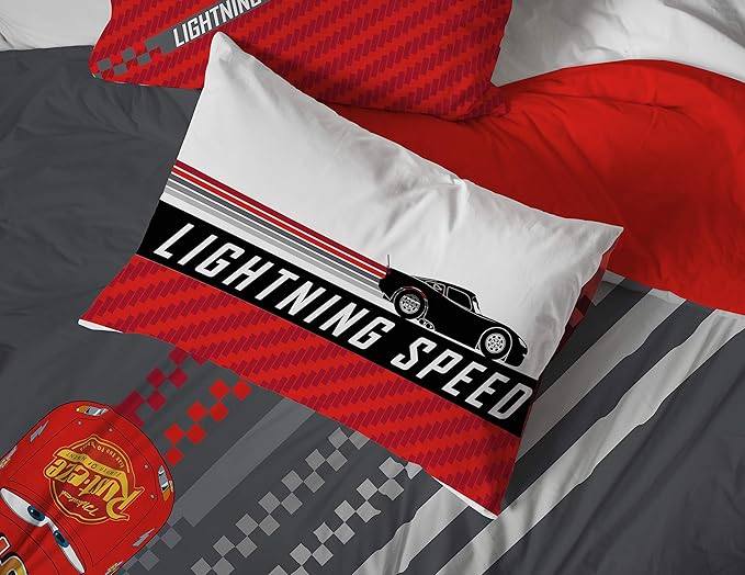 Jay Franco Disney Pixar Cars Race Ready 7 Piece Queen Bed Set - includes Comforter & Sheet Set - Bedding Features Lightning McQueen - Super Soft Fade Resistant Microfiber