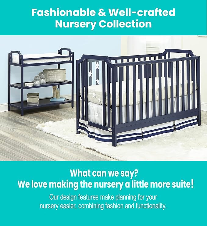 Suite Bebe Celeste 3 in 1 Convertible Island Crib Wood and Acrylic, Navy Blue