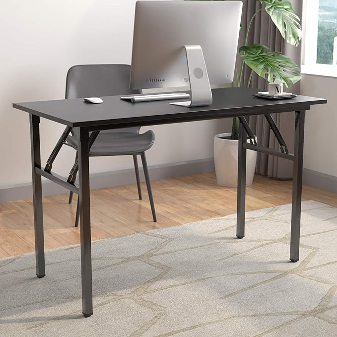 DlandHome Folding Computer Desk Table 47inch Writing Desk No Need Installation Home Office Folding Table Workstation