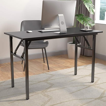 DlandHome Folding Computer Desk Table 47inch Writing Desk No Need Installation Home Office Folding Table Workstation