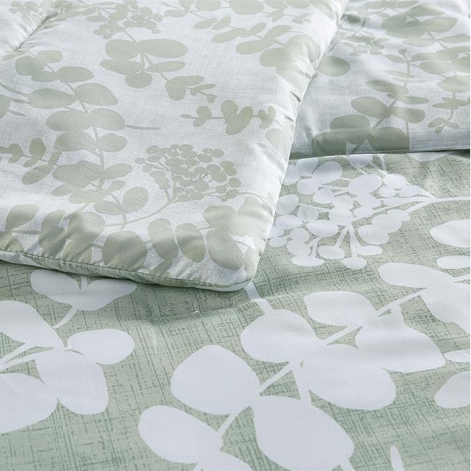 Codi Green Floral Comforter Twin Size, Sage Botanical Bedding Set | Nature Style, Unique Reversible Design, Better for Spring and Summer | Leaf Print 3 Pieces