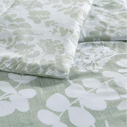 Codi Sage Green Comforter Set Queen Size, Floral Bedding Sets for Women | Nature Botanical Style, Unique Reversible Design, Better for Spring and Summer | Leaf Print 3 Pieces
