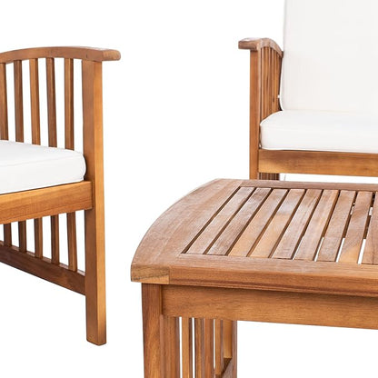 SAFAVIEH Outdoor Collection Rocklin Natural/ Beige 4-Piece Conversation Patio Set with Cushions
