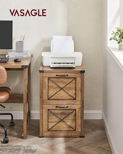 VASAGLE File Cabinet, Filing Cabinet with 2 Drawers, Printer Stand, Fit A4, Letter Size, Hanging File Folders, Modern Farmhouse Style, for Home Office, Study, Honey Brown UOFC048T41