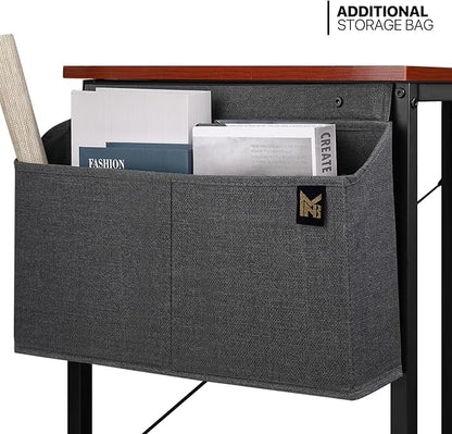 MoNiBloom Home Office Computer Desk with Storage Bag, 40" Writing Study Modern Simple Style Laptop Table, Teak Color