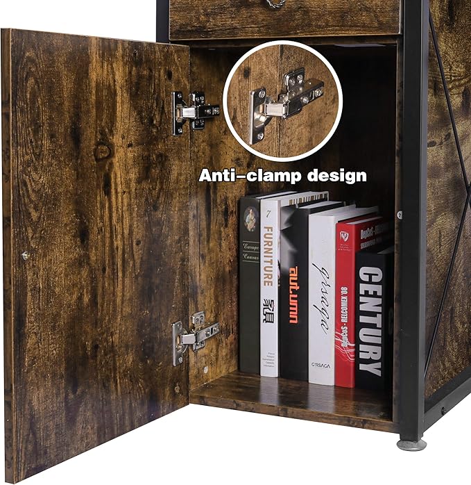 Becko US Computer Desk 63 Inch with Drawer & Storage Shelves, Home Office Desk with Removable Monitor Stand, Writing Gaming Table for Home Office (Rustic Brown)
