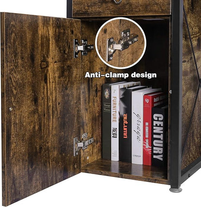 Becko US Computer Desk 63 Inch with Drawer & Storage Shelves, Home Office Desk with Removable Monitor Stand, Writing Gaming Table for Home Office (Rustic Brown)