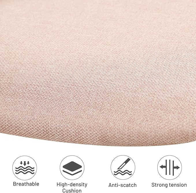 Desk Chair Small Armless, Comfy Home Office Chair with Fabric Seating Cushion and Plastic Low-Back, Adjustable Swivel Study Computer Task Chair for Student Children Kids with Rolling Wheels, Pink
