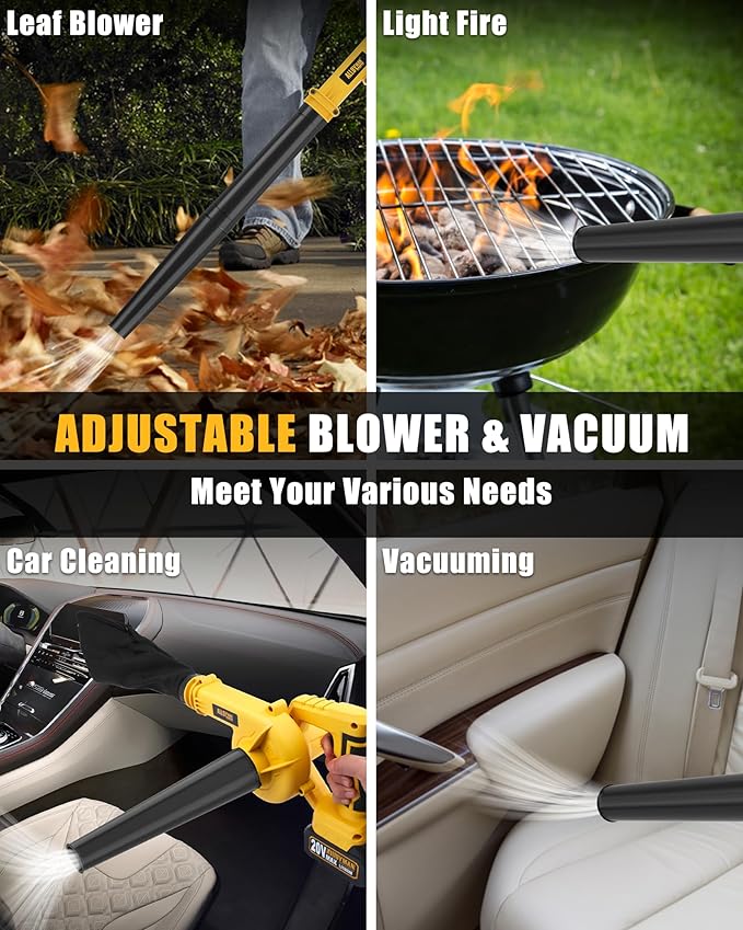 Alloyman Leaf Blower, 20V Cordless Leaf Blower, with 4.0Ah Battery & Charger, 2-in-1 Electric Leaf Blower & Vacuum for Yard Cleaning/Snow Blowing.