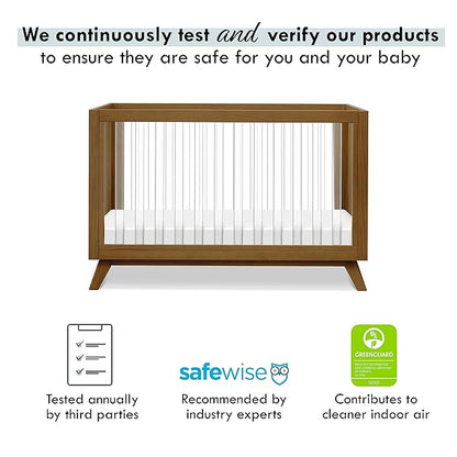 DaVinci Otto 3-in-1 Convertible Crib in Walnut with Acrylic Slats, Greenguard Gold Certified