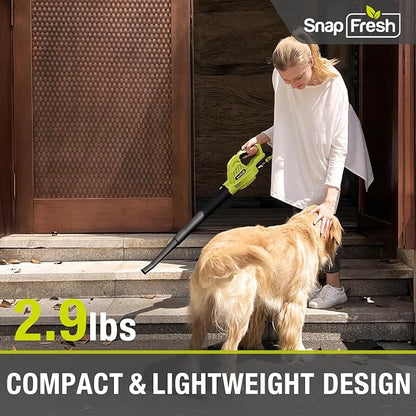 SnapFresh Cordless Leaf Blower - 20V Leaf Blower Cordless with 2.0Ah Li-ion Battery & Fast Charger, 130 MPH 140CFM Electric Leaf Blower Battery Powered Lightweight Sweeper for Sidewalk Hard Surfaces