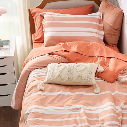Bedsure Twin XL Comforter Set, Extra Long 5 Pieces Burnt Orange Twin XL Bedding Sets, All Season Dorm Room Essentials with 1 Pillow Sham, Flat Sheet, Fitted Sheet and 1 Pillowcase