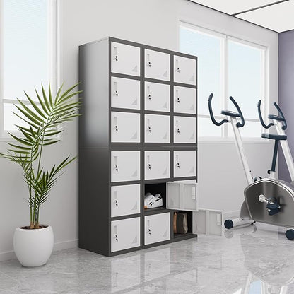 Metal Locker Storage Cabinet for School, Home, Office Employee Lock Box,Steel Organizer with 3 Doors & Keys,Steel Storage Cabinet