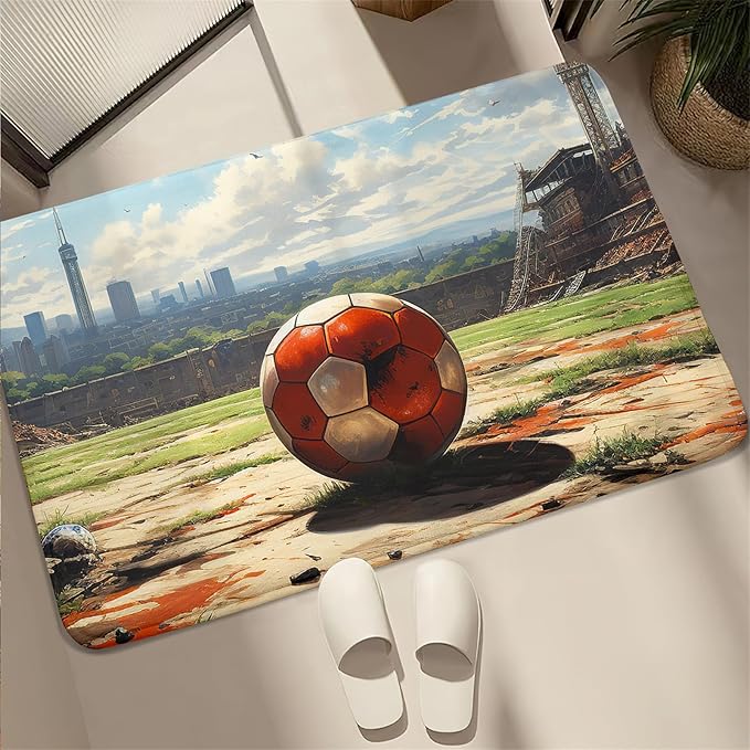 Football Rug - Football Decor for Boys Bedroom Soccer Rug for Play Area Football Printed Rug for Kids Room Basketball Rugs for Teen Boys Bedroom Playmat Area Rugs for Kids Rooms,2'×3'