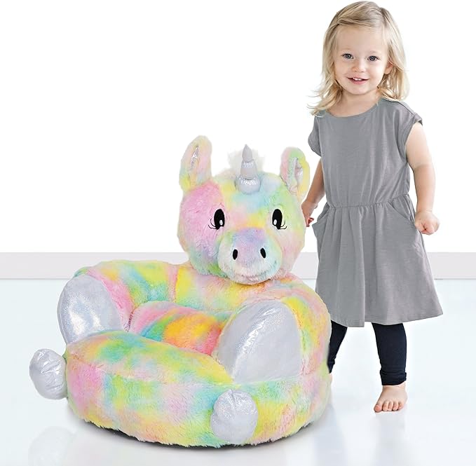 Trend Lab Rainbow Unicorn Toddler Chair Plush Character Kids Chair Comfy Furniture Pillow Chair for Boys and Girls, 21 x 19 x 19 inches