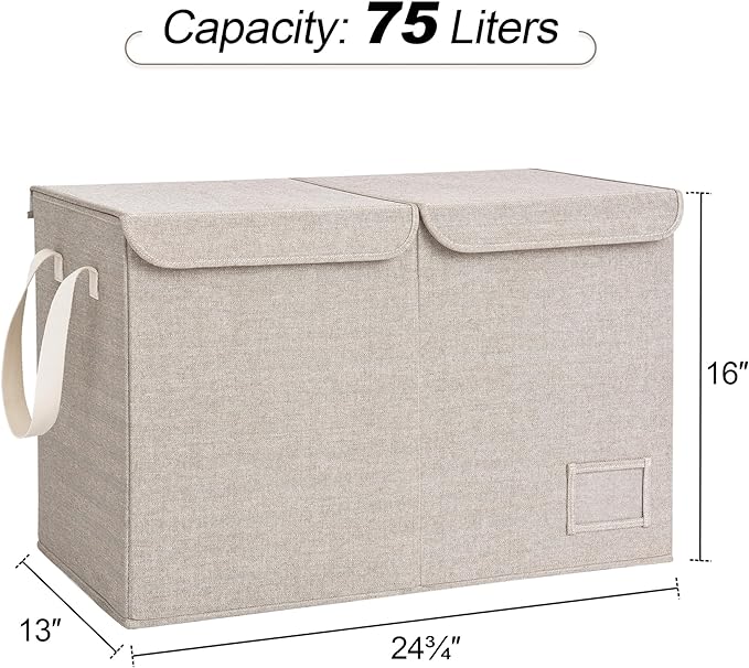 StorageWorks Toy Storage Organizer with Flip-Top Lids, Toy Bins for Living Room, Nursery Room, Playroom, Large Toy Chest for Kids, Brown and Beige, 24 ¾"L x 13" W x 16" H