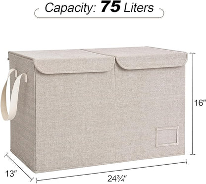 StorageWorks Toy Storage Organizer with Flip-Top Lids, Toy Bins for Living Room, Nursery Room, Playroom, Large Toy Chest for Kids, Brown and Beige, 24 ¾"L x 13" W x 16" H