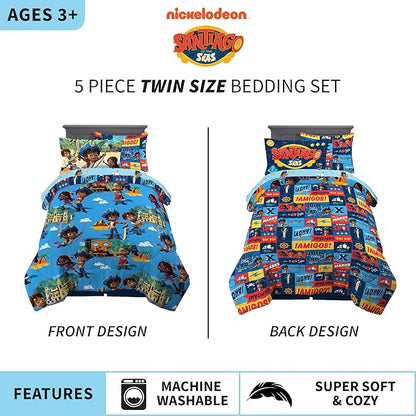 Franco Kids Bedding Super Soft Comforter and Sheet Set with Sham, 5 Piece Twin Size, Santiago Of The Seas
