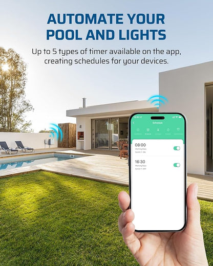 DEWENWILS Pool Pump Timer, Outdoor Smart WiFi Box, Heavy Duty 40A 120VAC 2HP Wireless Controller Timer for Pool, Water Heater, Compatible with Smart Phone, Alexa, Google Assistant, ETL Listed