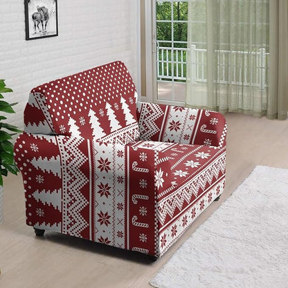 FKELYI Boho Christmas Easy Going Stretch Sofa Slipcover Washable Sofa Couch Cover Comfortable Furniture Protector with Elastic Bottom S