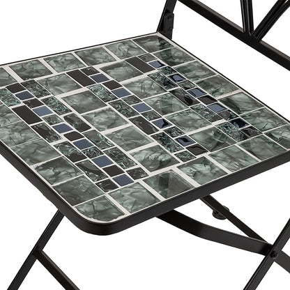 Alpine Corporation Alpine Marbled Glass Mosaic Bistro Set, Onesize, Black/Gray