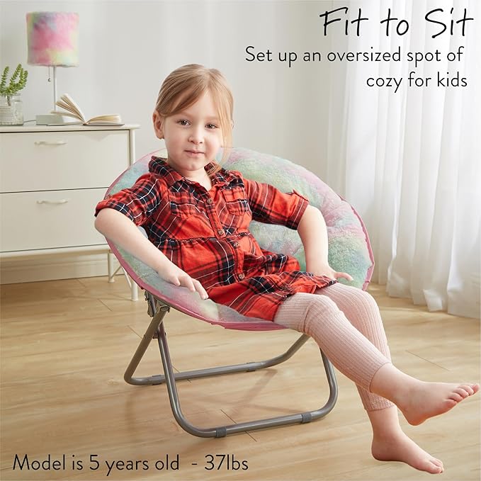 Heritage Kids Sorbet Dreams Rainbow Fur Saucer Chair, 23" Kids, Multi