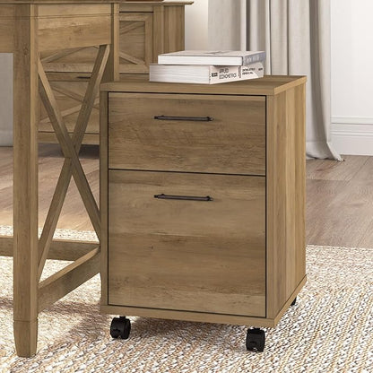 Bush Furniture Key West 2 Drawer Rolling File Cabinet in Reclaimed Pine Mobile Organization for Home Office Small Under Desk Storage on Wheels