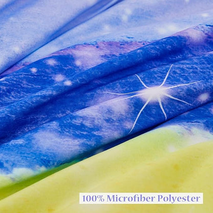 Tie Dye Queen Comforter Sets for Girls 6 Pieces Glitter Rainbow Bed in A Bag for Kids Gradient Galaxy Bed Set Soft Lightweight Colorful Bedding Set for All Season
