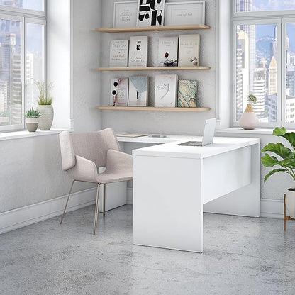 Office by kathy ireland Echo L Shaped Desk, Pure White/Pure White (ECH026PW)