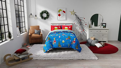 Franco Grinch by Dr. Seuss Holiday & Christmas Bedding Super Soft Comforter and Sheet Set with Sham, 7 Piece Full Size (Official Dr. Seuss product)
