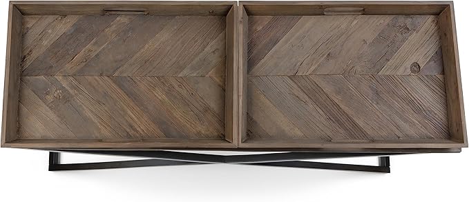 SIMPLIHOME Damien SOLID ELM WOOD 50 Inch Wide Console Table in Distressed Natural Elm, For the Living room, Entryway and Bedroom