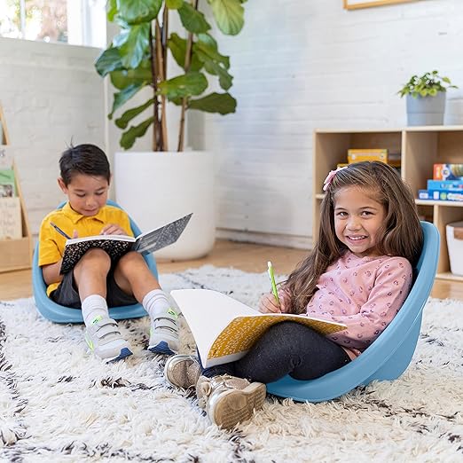 ECR4Kids Leaf Floor Seat, Rocker Chair, Powder Blue, 6-Piece