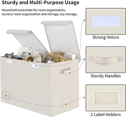 GRANNY SAYS Toy Chest with Lids, Foldable Toy Storage Organizer with Handles, Stuffed Animal Storage for Nursery Room Playroom, Living Room, Large Toy Box for Boys and Girls, Light Brown