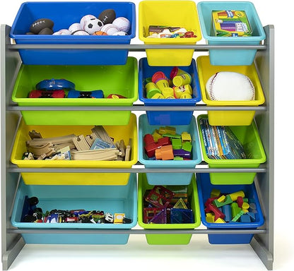 Humble Crew Toy Storage Organizer, Grey/Blue/Green/Yellow 34x11x31 inches,12x9x6 inches,16xx12x6 inches