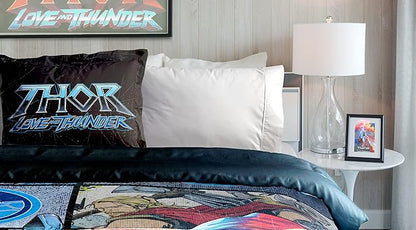 Jay Franco Marvel Comics Thor Mighty Twin Comforter & Sham Set - Kids Super Soft Bedding - Fade Resistant Microfiber (Official Marvel Product)