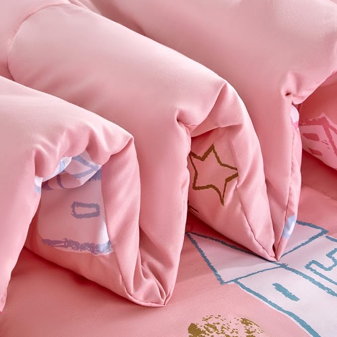 SLEEP ZONE Kids Bedding Comforter Set Full/Queen Size - Super Soft & Cute Printed 3-Piece Comforter Set All Seasons for Boys, Girls, Fade Resistant, Machine Washable, Unicorn Castle