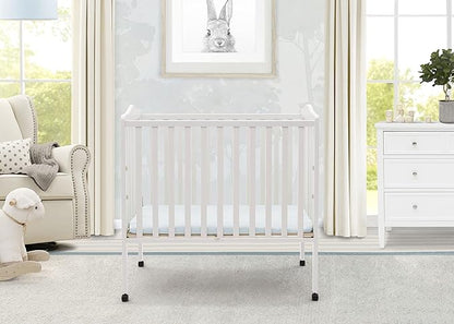 Delta Children Folding Portable Mini Baby Crib with Mattress + American Baby Waterproof Mini Crib Mattress Protector