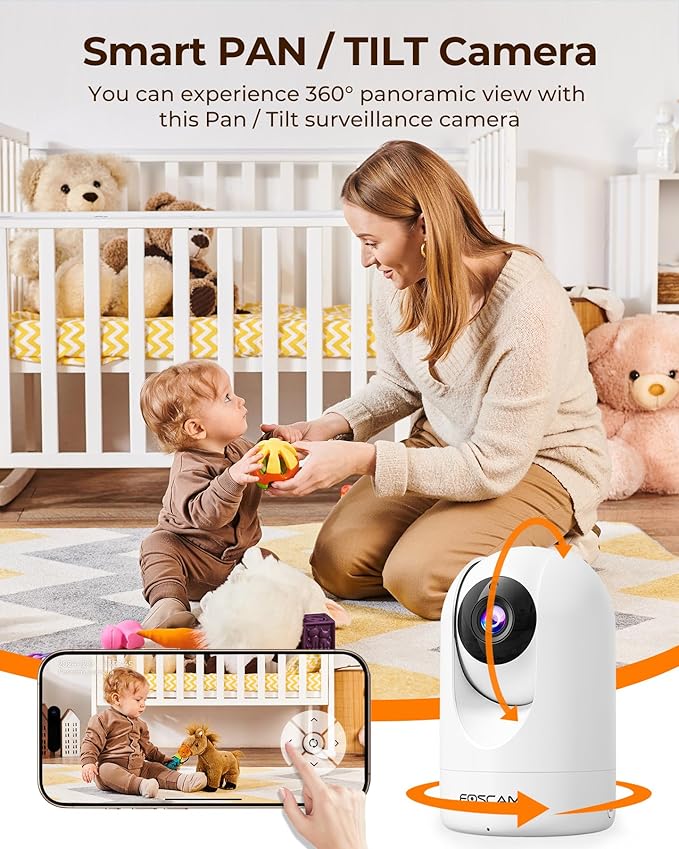 FOSCAM Home Security Camera R4S 4MP(2K) WiFi Camera, 2.4/5GHz Wireless IP Indoor Camera with AI Human Detection & Sound Detection, 33ft Night Vision, 2-Way Audio,Compatible with Alexa, White