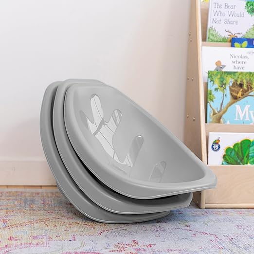 ECR4Kids Leaf Floor Seat, Rocker Chair, Light Grey, 6-Piece