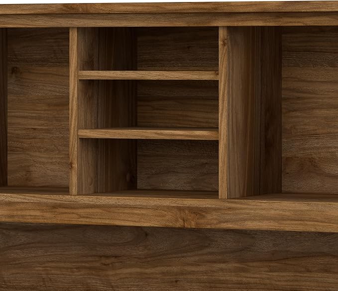 Bush Furniture Somerset Desk Hutch, Attachment with Shelves and Cabinets for Home Office, 72W, Fresh Walnut