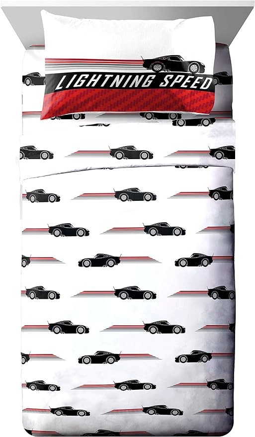 Jay Franco Disney Pixar Cars Race Ready 7 Piece Full Bed Set - includes Comforter & Sheet Set - Bedding Features Lightning McQueen - Super Soft Fade Resistant Microfiber