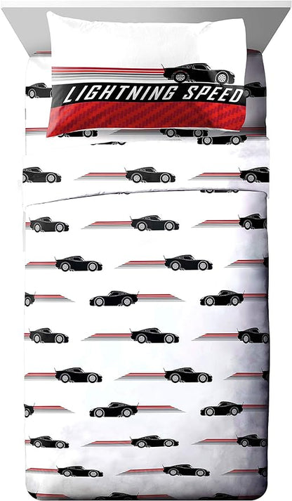 Jay Franco Disney Pixar Cars Race Ready 7 Piece Full Bed Set - includes Comforter & Sheet Set - Bedding Features Lightning McQueen - Super Soft Fade Resistant Microfiber