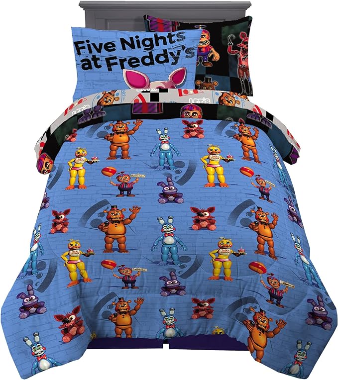 Franco Kids Bedding Super Soft Comforter and Sheet Set with Sham, 5 Piece Twin Size, Five Nights At Freddy's