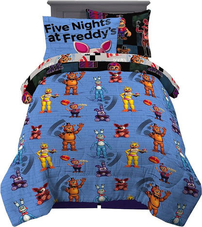 Franco Kids Bedding Super Soft Comforter and Sheet Set with Sham, 5 Piece Twin Size, Five Nights At Freddy's
