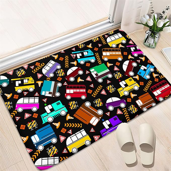 Car Rug Play Mat Kids Rugs for Playroom Car Rug for Boys Room Kids Mat Construction Play Mat Car Play Rug Car Carpet for Kids Carpet for Bedroom Truck Rugs for Boys Room,Black 2'×3'