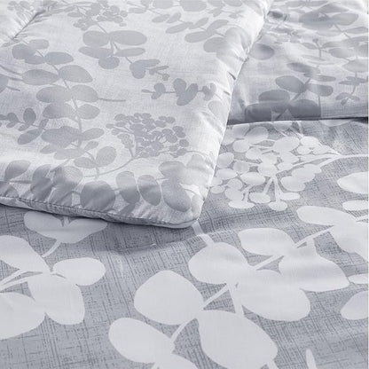 Codi Gray Floral Comforter Set King Size, Botanical Bedding Sets | Nature Style, Unique Reversible Design, Better for Spring and Summer | Leaf Print 3 Pieces