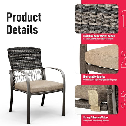 Pamapic Outdoor Piece Patio Dining Set, Weather Resistant PE Rattan Table and Chairs, Comfortable Cushions, Easy Maintenance, 5 PCS, Beige