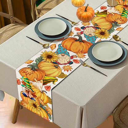 Fall Table Runner 72 Inches Long Autumn Table Runner Pumpkins Maple Leaves Gnome Fall Theme Decor for Kitchen Dining Table Home Party Decorations