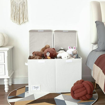 GRANNY SAYS Large Storage Bins with Lids, Foldable Storage Chest with Handles, Stuffed Animal Storage for Playroom, Living Room, Pearl White