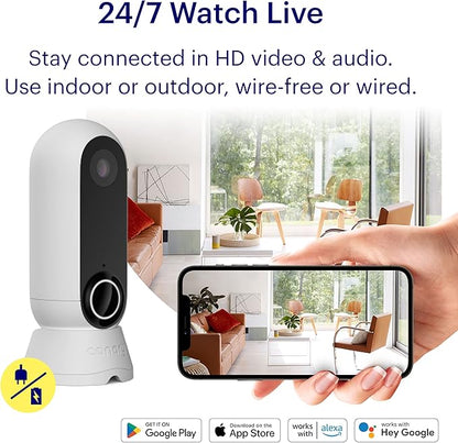 Canary Flex Outdoor Indoor Home Security Camera HD WiFi IP | 24/7 Watch Live Video, Weatherproof, Wire-Free & Wired, Motion Alerts, Two-Way Talk, Night Vision, 10x Zoom, Works with Alexa & More